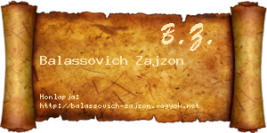 Balassovich Zajzon névjegykártya